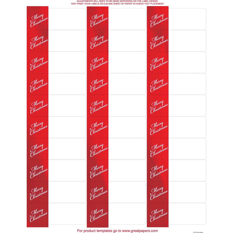 Christmas Address Labels - Merry Christmas Holiday Sticker Pack, 120 Labels 1 x 2.625 inches