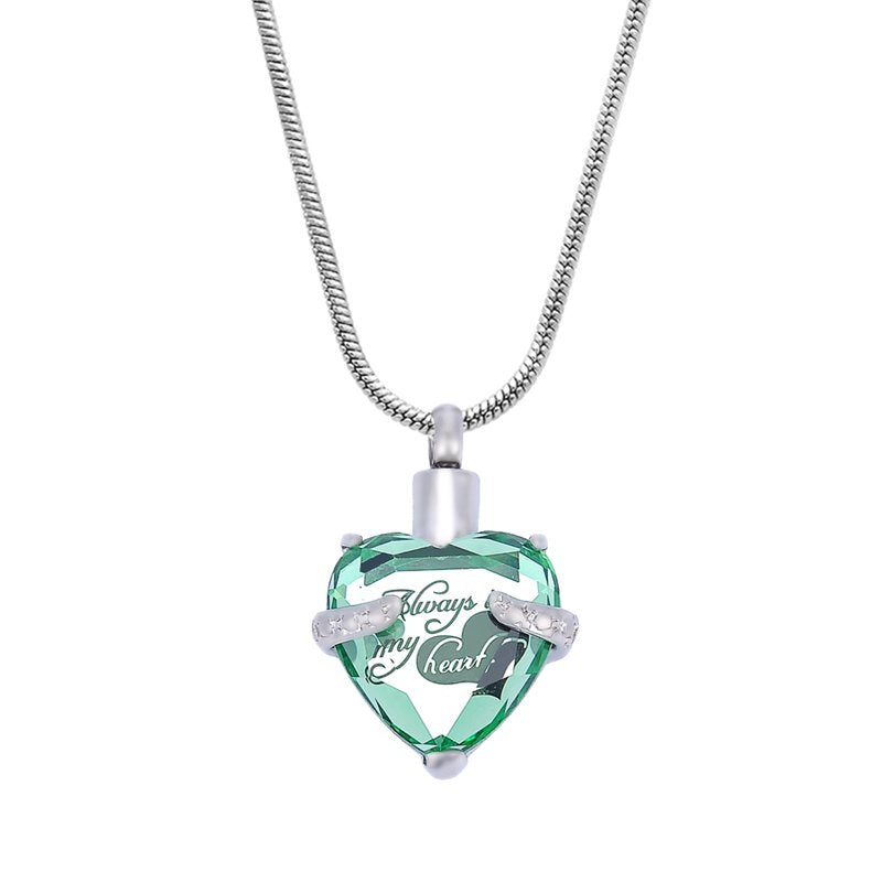 Memorial Cremation Necklace for Ashes Heart Pendant Remembrance Jewelry