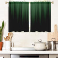 Green and Black Window Curtains for Kitchen Bedroom - Short Gradient Drapes, 1 Pair