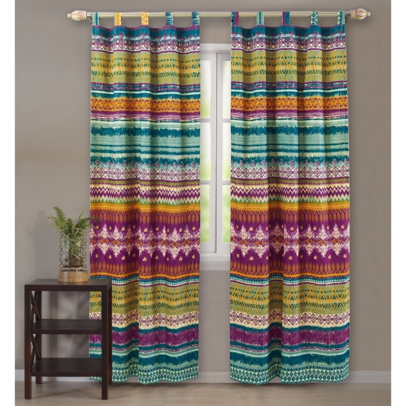 Southwest Curtain Panel Set - Tribal Style Window Drapes with Tiebacks, 84 x 42 Inches, Pack of 2