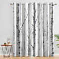 Grey Birch Tree Forest Window Curtains - Blackout Thermal Drapes for Bedroom & Living Room
