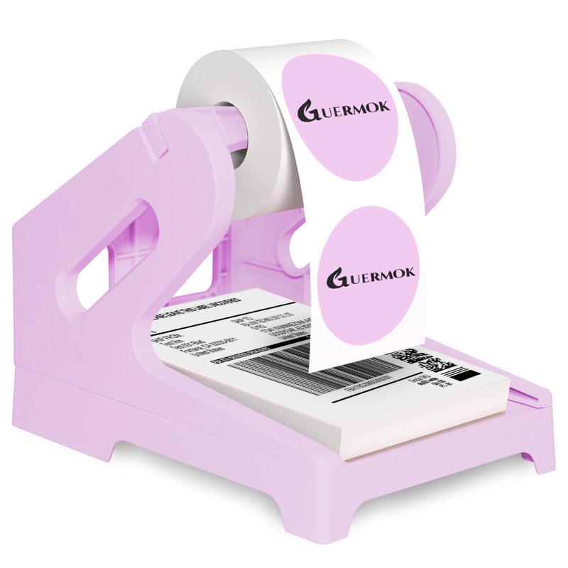 Thermal Shipping Label Holder for Rolls & Fan-Fold Labels - Desktop Organizer for Fragile & Holographic Stickers - Purple