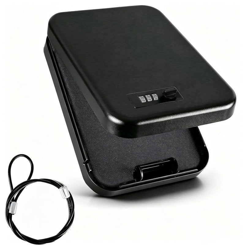Portable Gun Safe with 3-Digit Combination Lock - Blacksmith Travel Pistol Lockbox