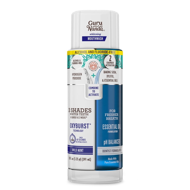 Whitening Dual Chamber Mouthwash - Fluoride & Alcohol-Free, Wild Mint, 20 fl oz