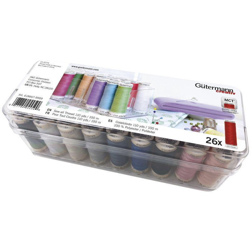 Multicolor Polyester Sewing Thread 26 Spools, 110 Yards Each - General Purpose