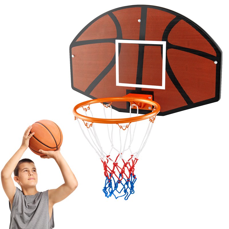 26-Inch Wall Mounted Basketball Hoop Set with Shatterproof Backboard Indoor Toy Gift