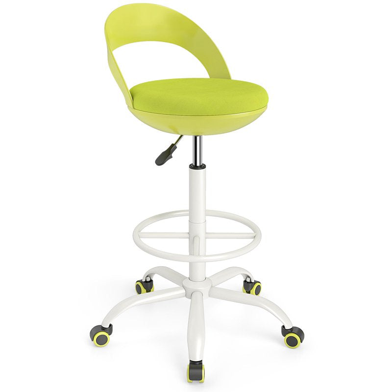 Adjustable Drafting Stool with Wheels Green Ergonomic Office Chair
