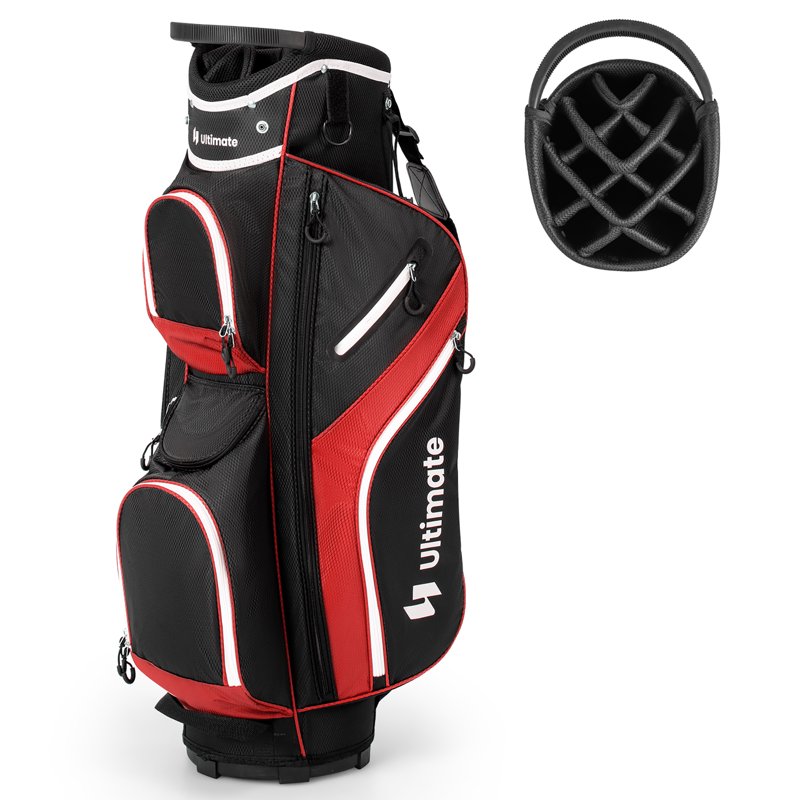 Gymax Red 14-Way Golf Cart Bag with 9 Pockets & Rain Hood