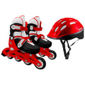 Adjustable Inline Skates and Helmet Set for Youth 12-2 - Red & Teal