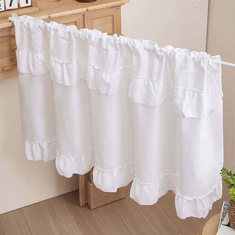 Blackout Window Valances for Living Room Bedroom Bathroom - Insulated Rod Pocket, Farmhouse Style, White 39x17