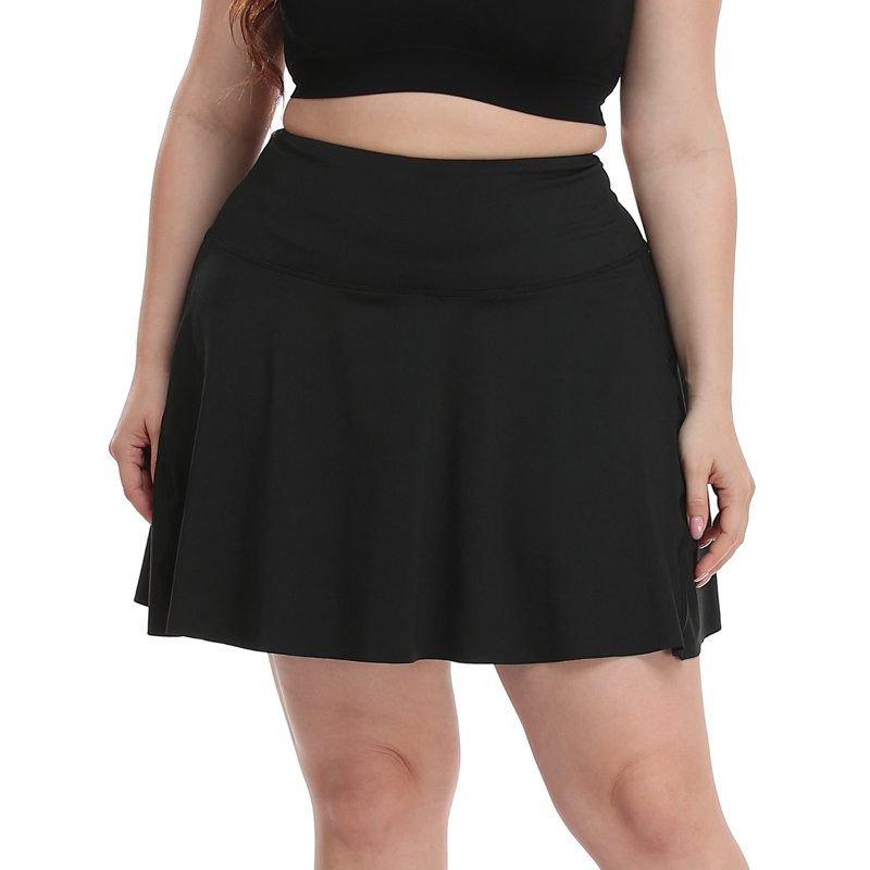 Plus Size Tennis Skort with Built-In Shorts - Pleated Athletic Skirt for Women