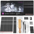Professional Drawing Pencil Set with Charcoal & Blending Tools - 30 Pieces