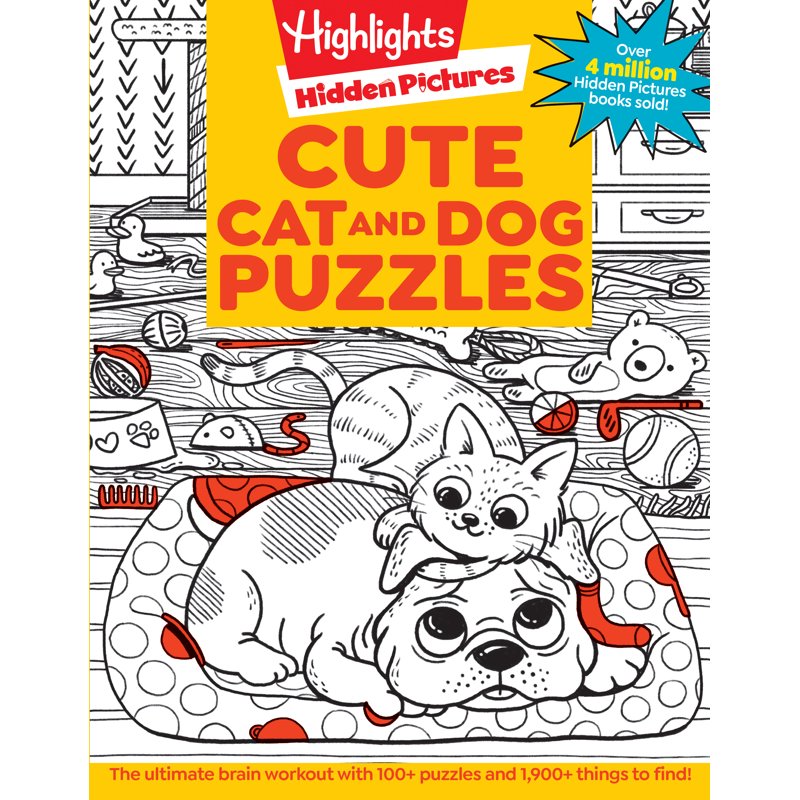 Kids Activity Book with 1800+ Hidden Objects - Cat & Dog Search Puzzles, 144 Pages