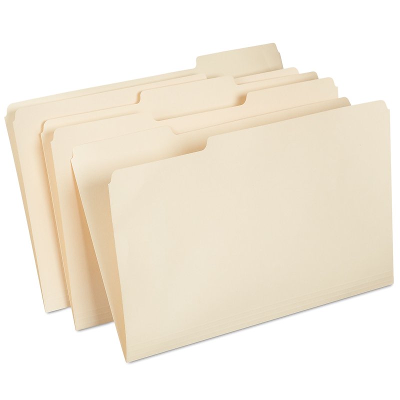Legal Size Manila File Folders with 1/3 Cut Tabs, 100 Pack