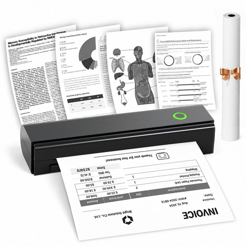 Portable Bluetooth Thermal Printer for Android iOS Laptops - Inkless Travel Office