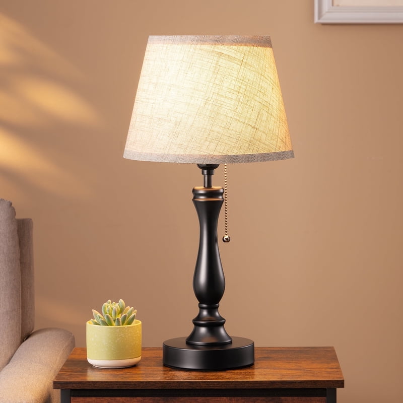 Modern Table Lamp for Living Room & Bedroom - Bedside Light with Linen Shade