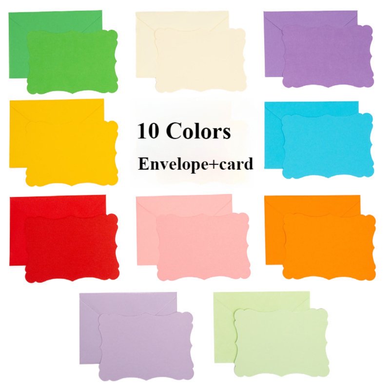 Multicolor Mini Envelopes with Matching Blank Cards 100 Pack Self-Adhesive Invitations
