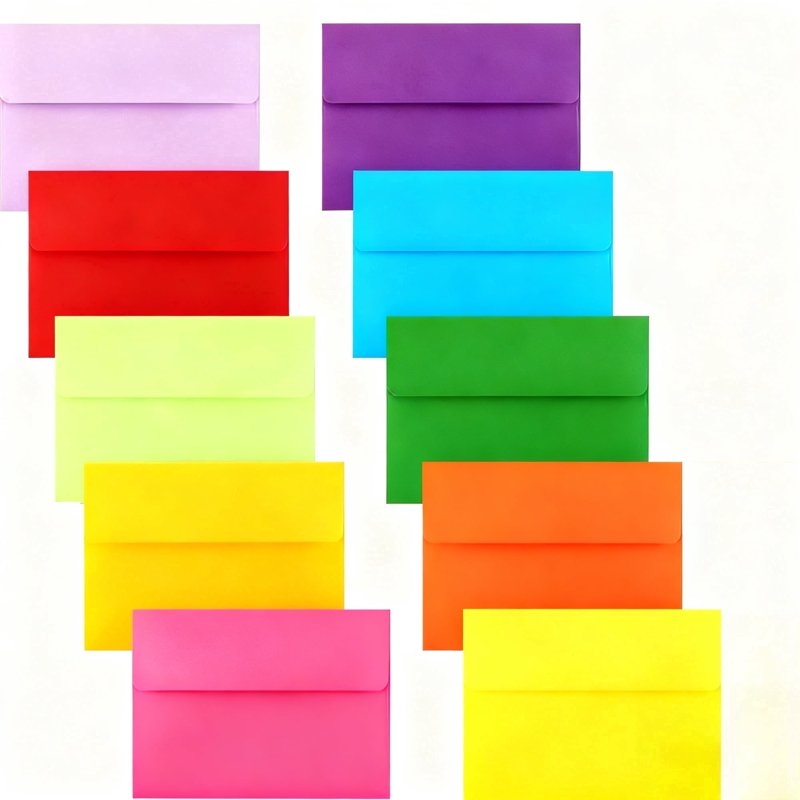Multicolor Self-Sealing A7 Envelopes for Invitations & Cards, 100 Pack