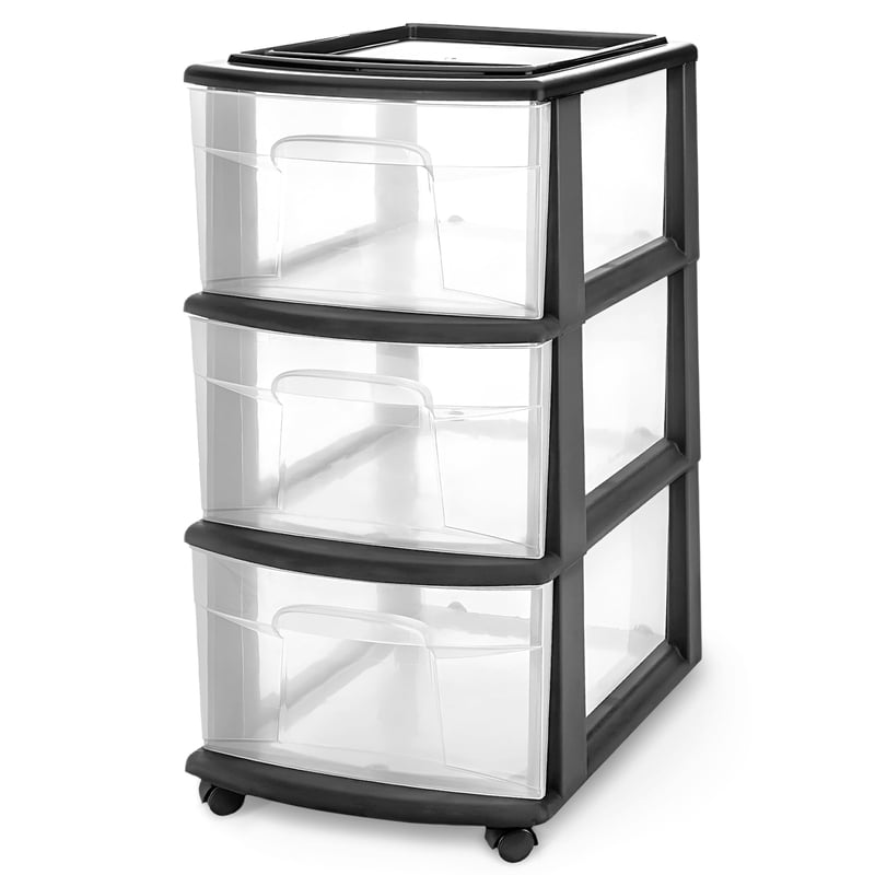3-Drawer Mobile Cart Organizer with Removable Wheels, Medium Storage