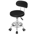 Height Adjustable Rolling Stool with Low Back and 360° Rotation - Black