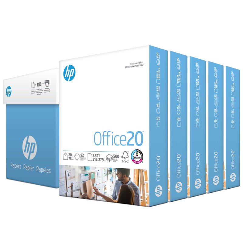 HP Copy&Print20 20lb White Printer Paper - 8.5 x 11, 5 Reams, 2500 Sheets