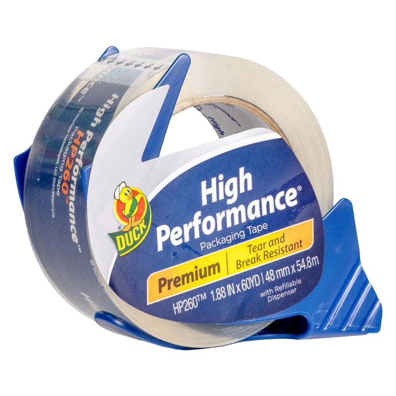 High Performance Packing Tape with Dispenser, Clear, 1.88 in. x 60 yd