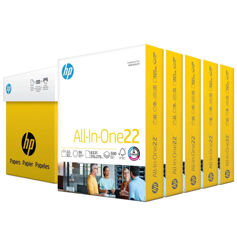 All Purpose Printer Paper 8.5 x 11, 22lb, 96 Bright White, 5 Reams