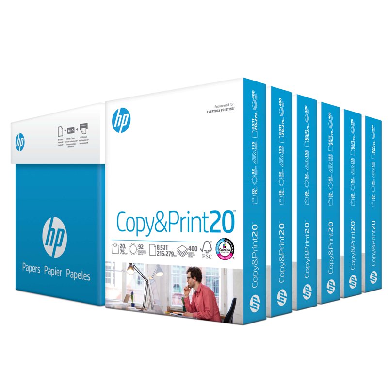 A4 Printer Paper 20 lb. White 8.5 x 11 Inches 2,400 Sheets 6 Pack - Office Copier & Print Paper