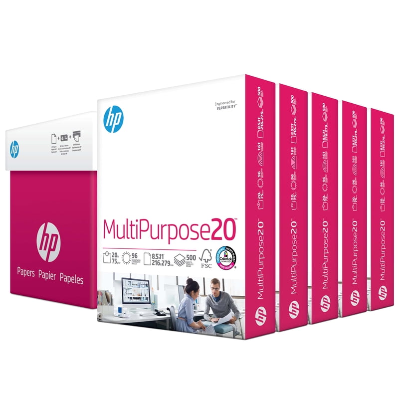 Multipurpose Printer Paper 8.5x11 20lb Bright White 96 Bright 5 Ream