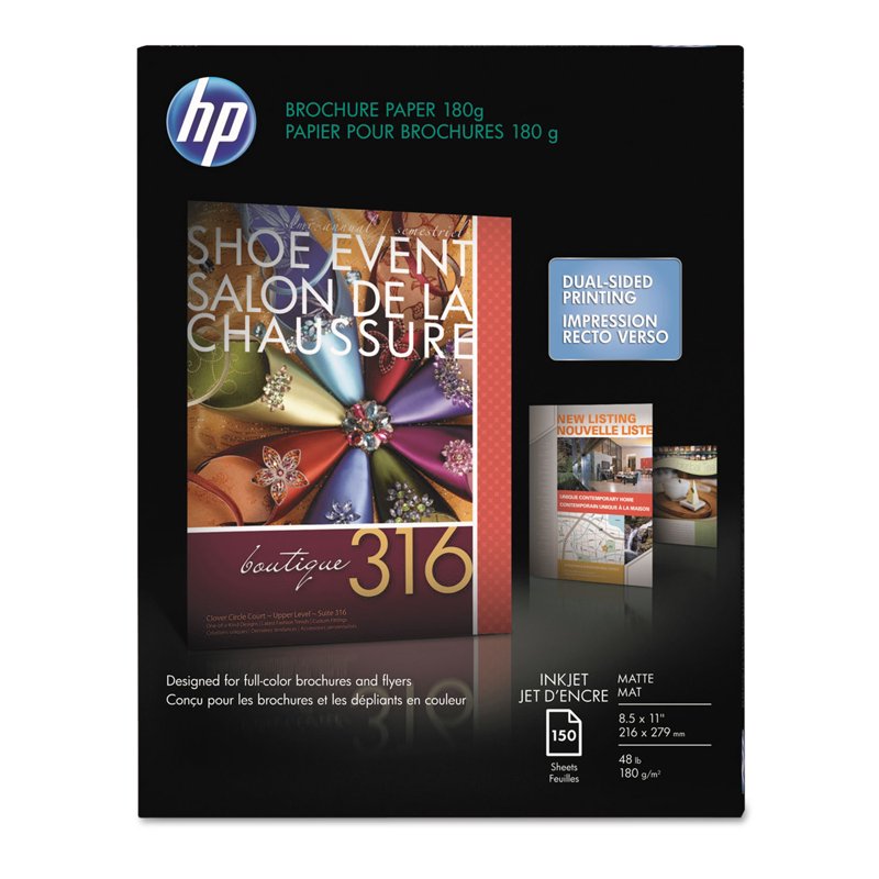 HP 8.5x11-Inch Double Sided Inkjet Brochure Paper 180 GSM Matte 150 Sheets