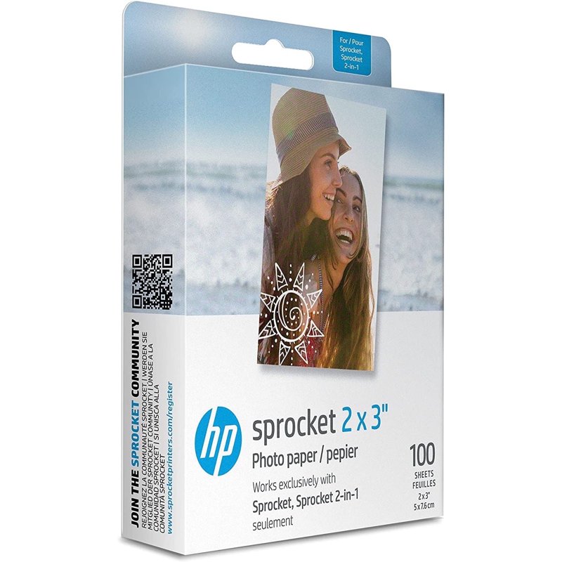 HP Sprocket Zink Photo Paper 2x3 Inches - 100 Sheets for Instant Photo Printing