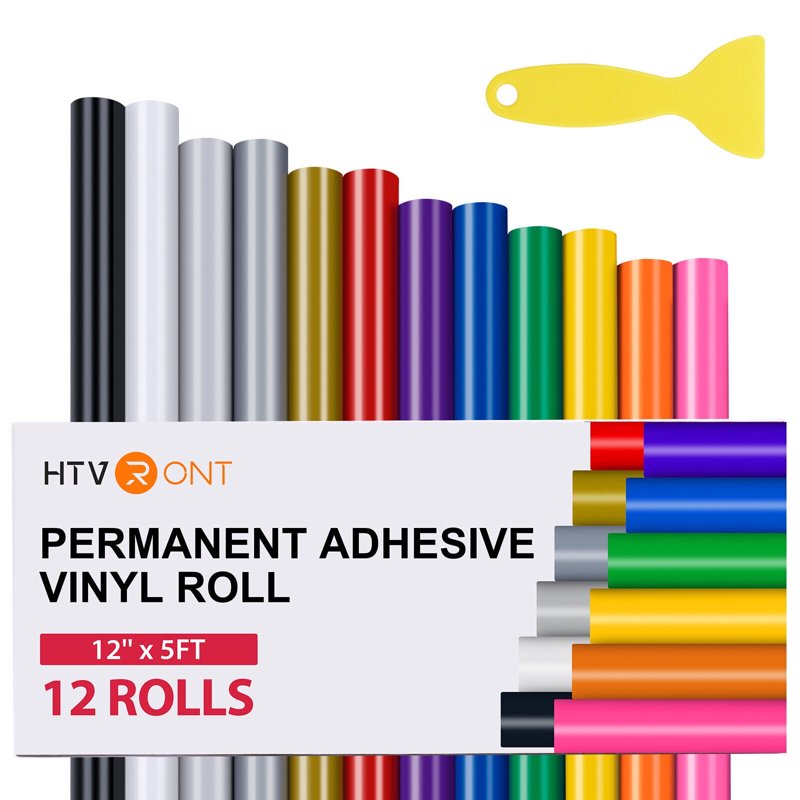 Permanent Adhesive Vinyl Rolls 12 Pack - Craft Sign Making & Decor