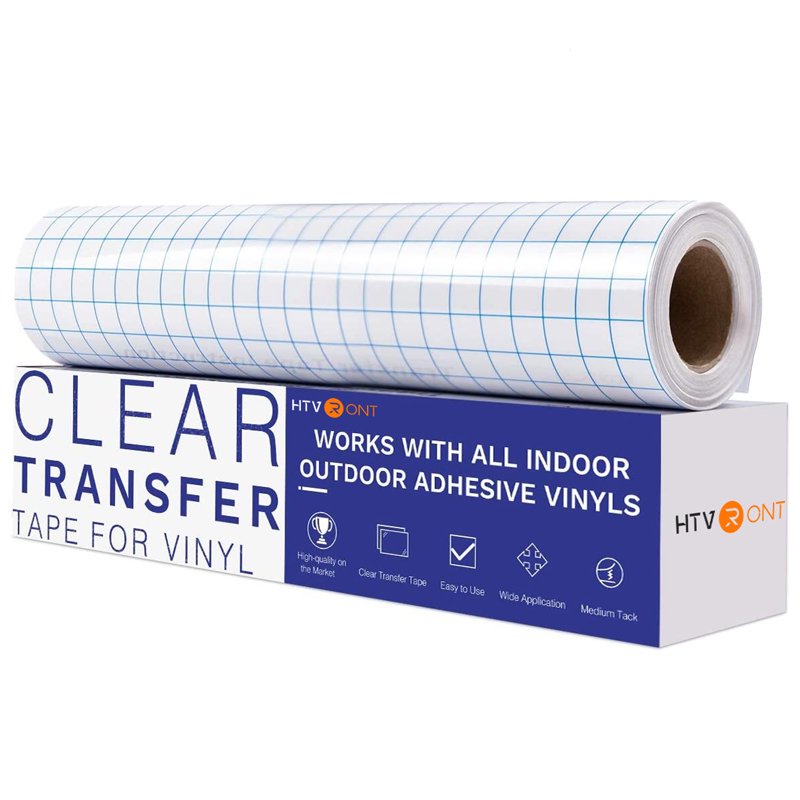 Transfer Tape for Vinyl with Blue Alignment Grid - 12" x 30 Ft | Self-Adhesive Sign & Sticker Transfer Paper