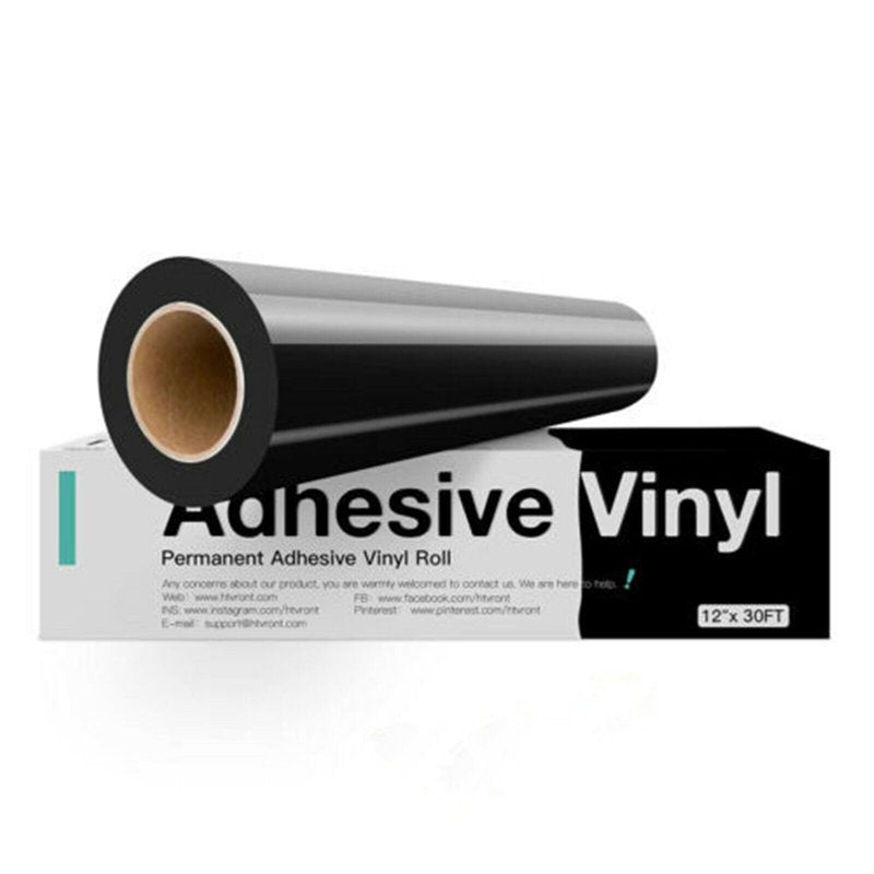 Black Vinyl Roll for Cutting Machines 12x30ft Glossy Adhesive Craft Vinyl