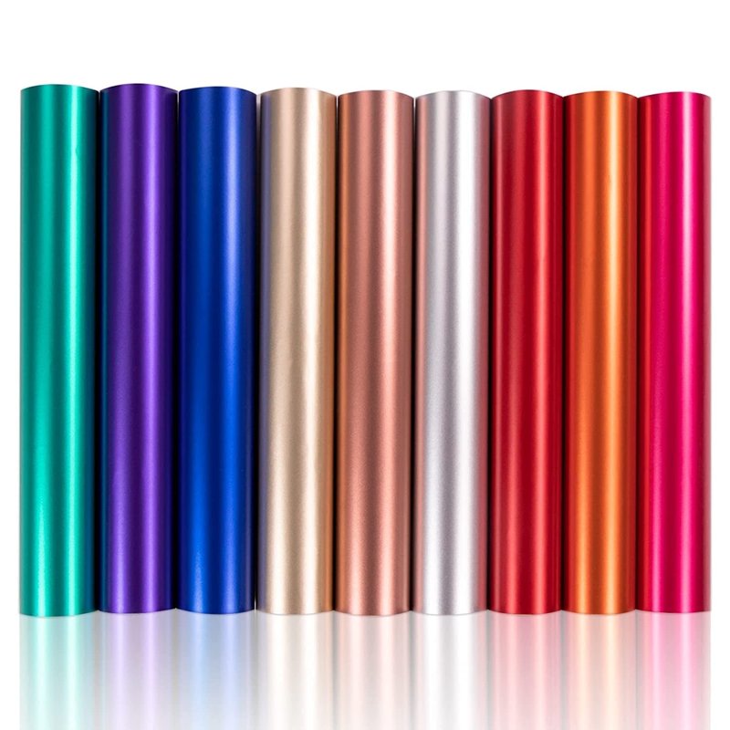 Matte Metallic Permanent Vinyl Sheets 12x12 Inches - Assorted Colors, 9 Pack