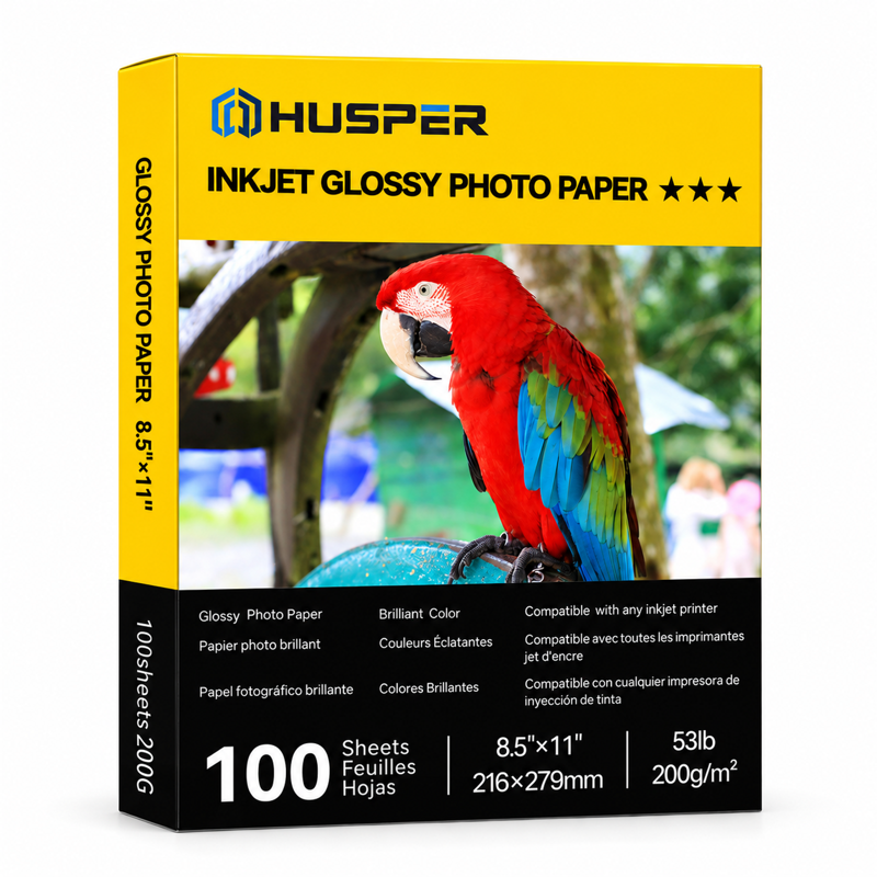 Inkjet Glossy Photo Paper 100 Sheets 8.5x11in 53lb/200gsm Instant Dry for Dye Ink Printers - Variation of THIS listing: 8.5"x11" 100 Sheets