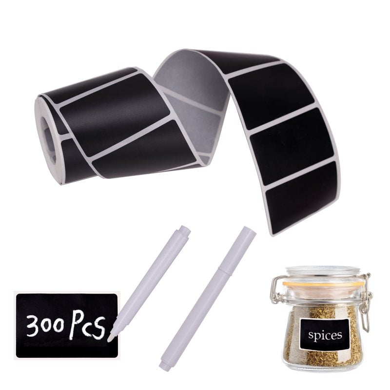 Reusable Waterproof Chalkboard Labels with Markers - 300 Pack for Jars Bins & Organization