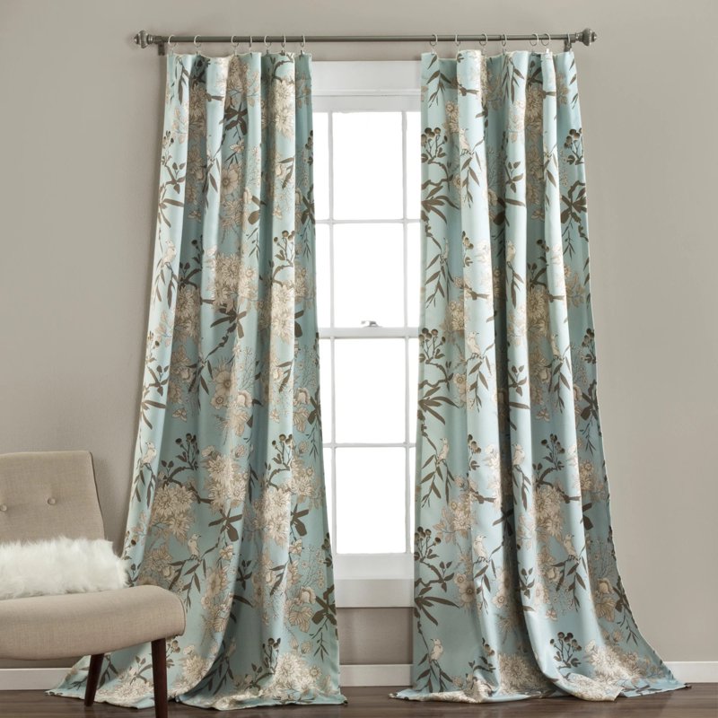Botanical Garden Panel Set - Room Darkening Curtains with Floral Pattern