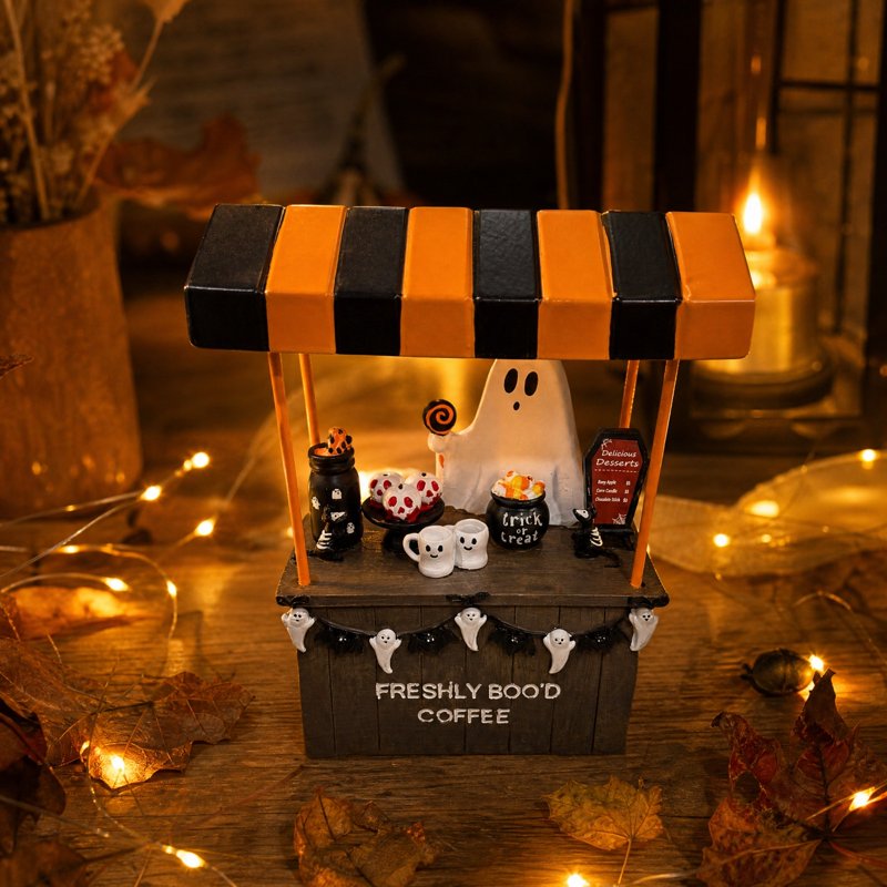 Halloween Ghost Coffee Figurine - Spooky Resin Decor for Coffee Bar, Kitchen & Shelf
