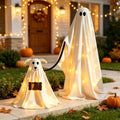 Halloween Ghost Decorations Set - Standing Fabric Ghosts for Indoor Outdoor Porch & Mantel