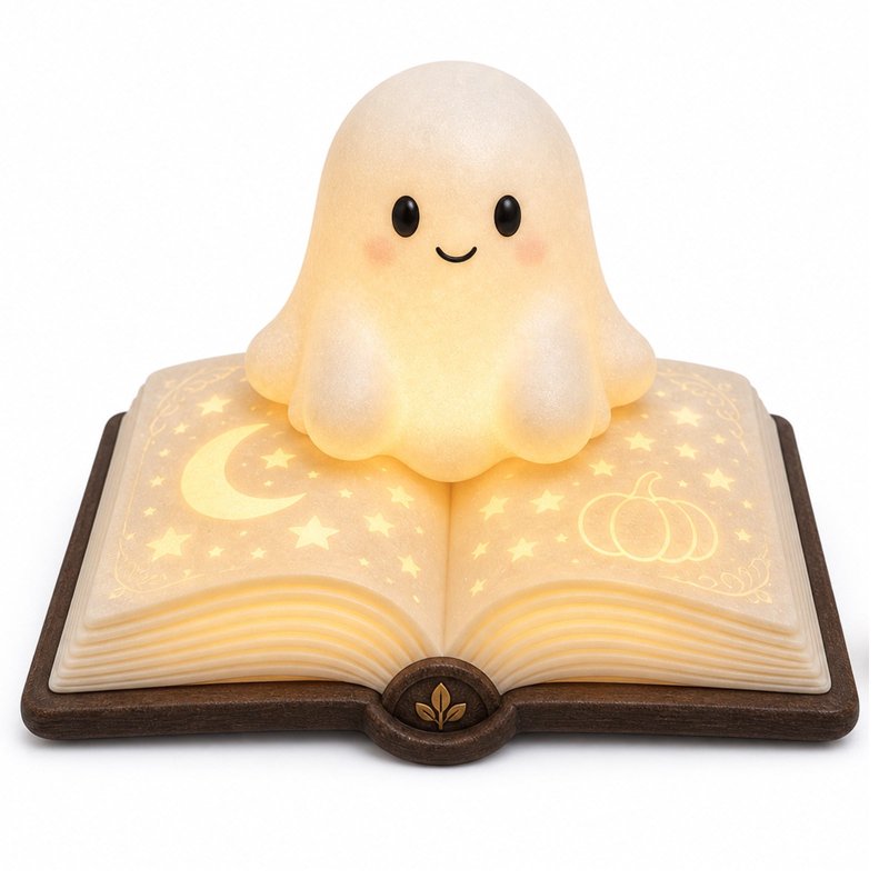 Halloween Ghost Book Lamp - Light Up Figurine Night Light for Home & Party Decor