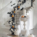 Halloween Pumpkin Garland with Fall Maple Leaves and Mini Pumpkins - Indoor Outdoor Holiday Decor