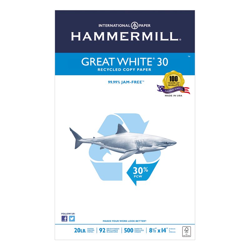 Recycled Copy Paper - 92 Brightness, 20lb, 500 Sheets, Office Use