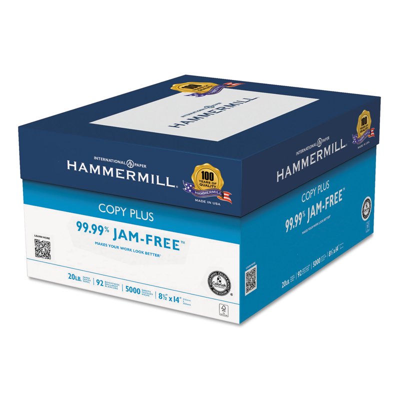 Hammermill Copy Plus 20 lb. Copy Paper - Bright White 8.5 x 14 Inches, 5000 Sheets