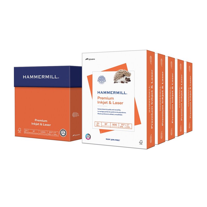 Premium Inkjet & Laser Printer Paper 8.5 x 11 - 2500 Sheets, Bright White, 24 lb