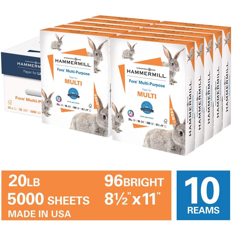 20 lb A4 Printer Paper Ream for Laser & Inkjet Printing - 8.5x11 Inches, Pack of 10