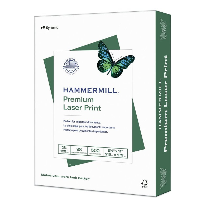Premium Laser Printer Paper 8.5x11 White 28lb - 500 Sheets Ream