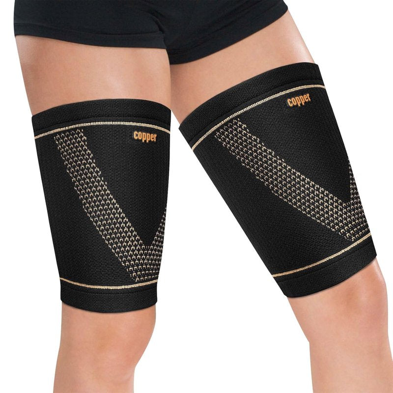 Copper Thigh Compression Sleeves Support for Running Workout Recovery - All Sizes