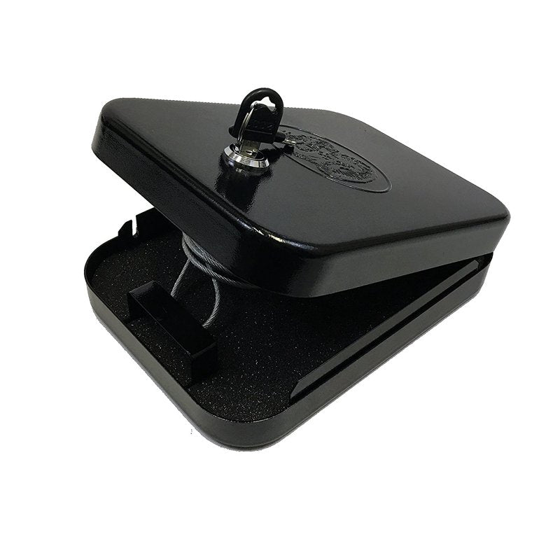 Portable Handgun Safe Pistol Lock Box with Steel Cable - Home & TSA Compliant
