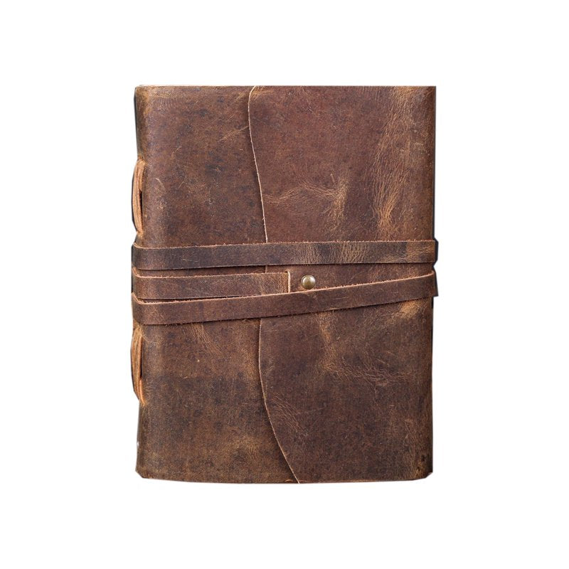 Leather Journal Notebook - Handmade Unlined Writing Pad 8x6 Inches for Artists & Travelers